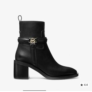 Michael Kors Siena Black Leather Ankle Boots with MK Logo